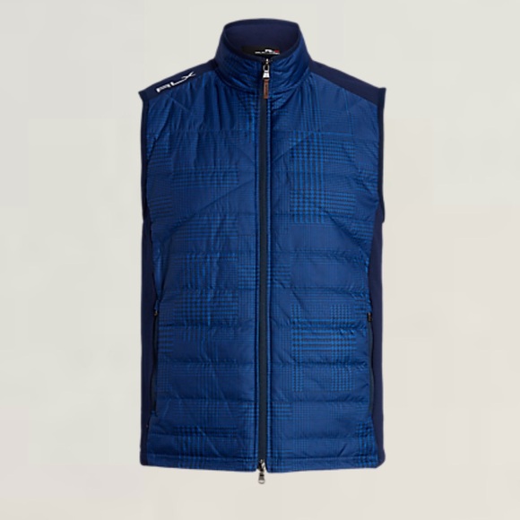 Ralph Lauren RLX Plaid Quilted Wool Polyester Blend Performance Golf Vest Large - Picture 1 of 9